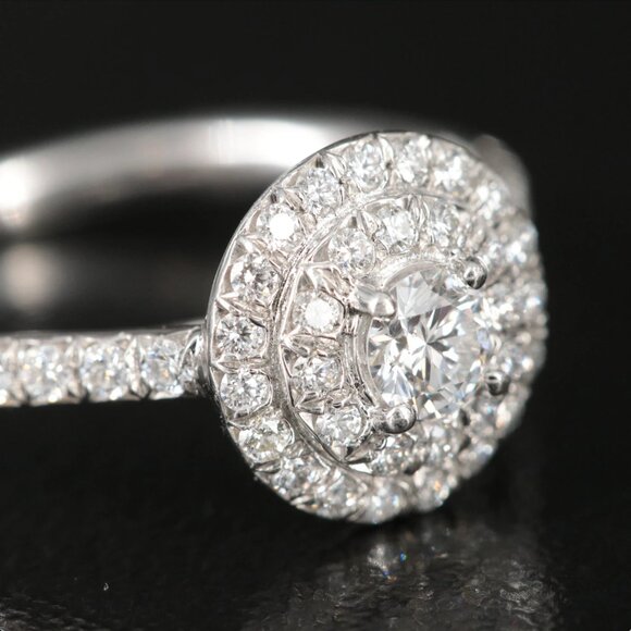 Tiffany & Co. Platinum Soleste Double Halo Diamond Ring - Picture 7 of 12